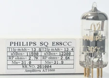 SQ E88CC Philips Miniwatt Gold Pins Made in Holland Amplitrex Tested #261004
