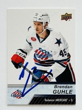 Brendan Guhle Rochester Americans Sabres Autographed 2018-19 UD AHL Card #72 COA