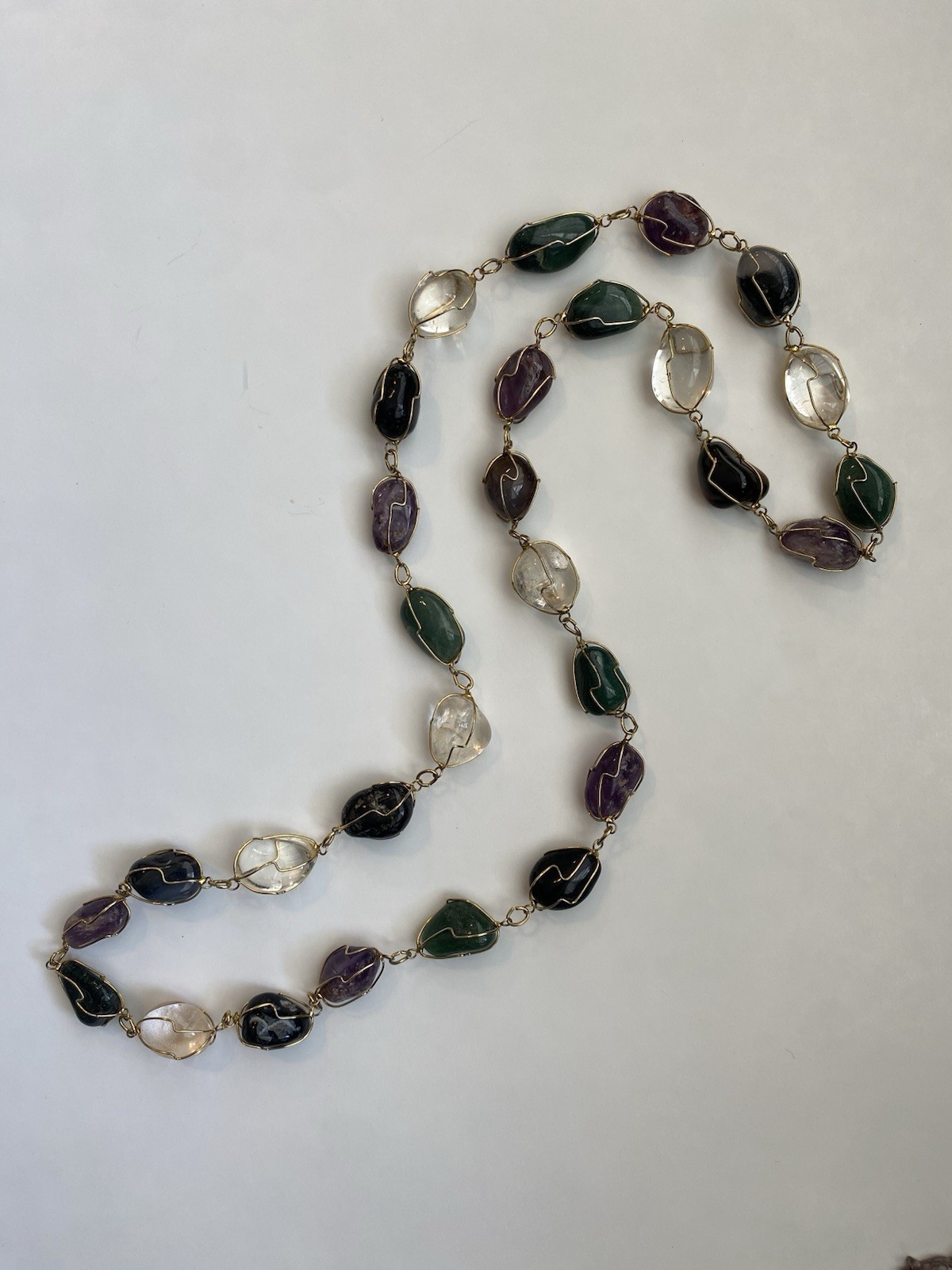 Wire Wrapped Multicolor Stone Statement Beaded Ne… - image 1