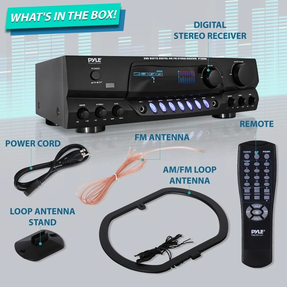 Pyle Pro 200 Watts Digital AM/FM Stereo Receiver PT260A - Image 4 of 4