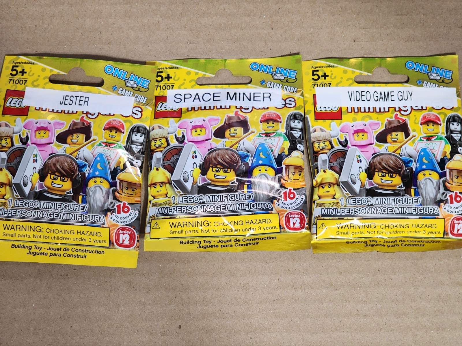 LEGO 71007 Minifigures Series 12 Opened Jester, Space Miner, Video Game Guy