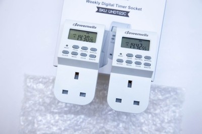 2er-Pack Digital Timer Steckdose Stecker 20 Ein/Aus Wochenplan 240 V UK - Grow Lights