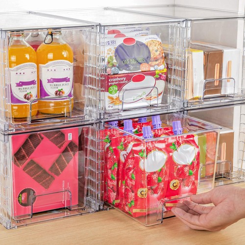 Paquete de 4 cajones de almacenamiento apilables grandes Vtopmart, baño de acrílico de fácil montaje... - Imagen 6 de 8