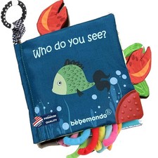 Fish Baby Book 0-6 Months,Touch Feel Cloth Crinkle Books for Babies,Infant Ba...