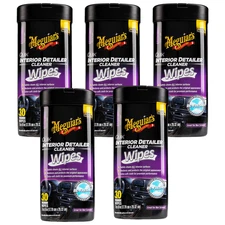 Meguiar's Quik Interior Detailer Wipes, Clean Protect All Surfaces, 30Ct, 5 Pack