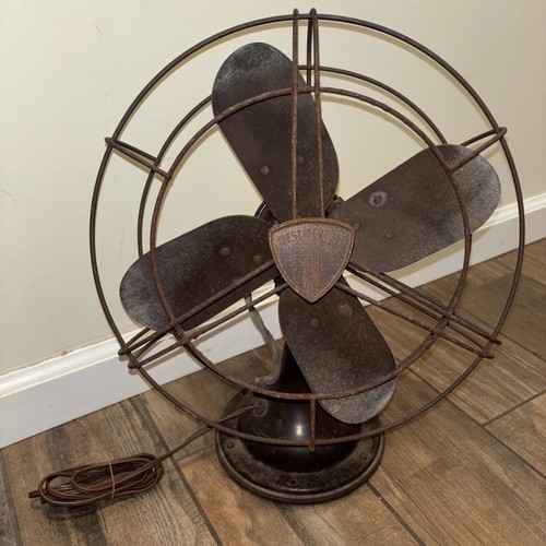 Vintage Westinghouse brauner elektrischer oszillierender Ventilator 4 Flügel Nr. 12-WL-3 funktioniert!