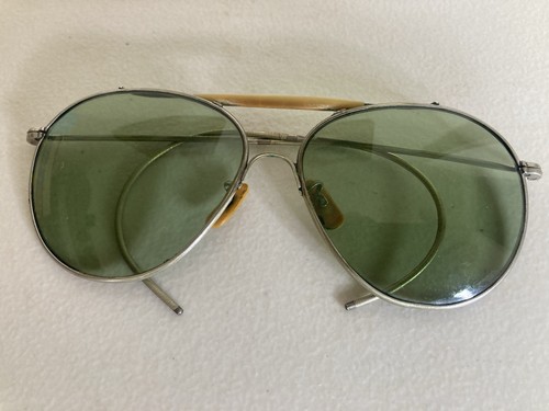 Vintage WWII? USAAF Military Aviator Sunglasses USA Green Glass Lenses