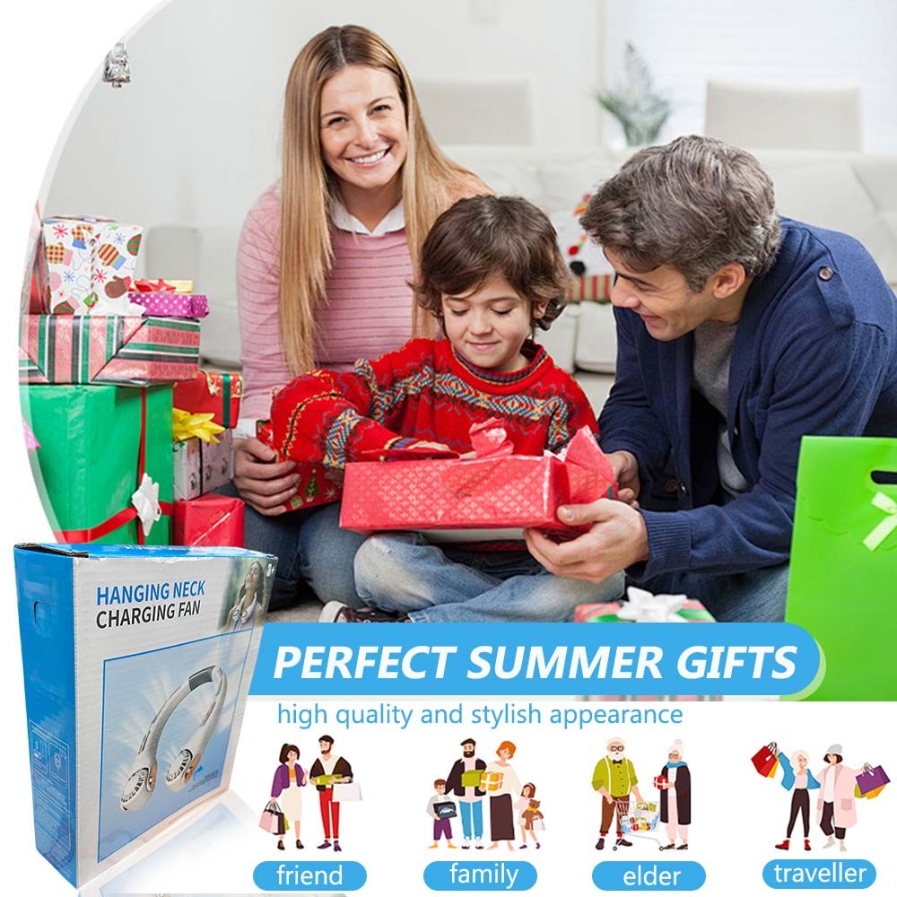 Portable Hanging Neck Fan Personal Rechargeable Neckband Air Cooler Hands Free