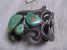 FAB HEAVY ESTATE NAVAJO TUFA CAST ST4.4 OZ TURQUOISE BRACELET-NR