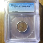 1921 Lincoln Wheat Cent 1C ICG F15 Details Corroded BN Philadelphia — photo 3