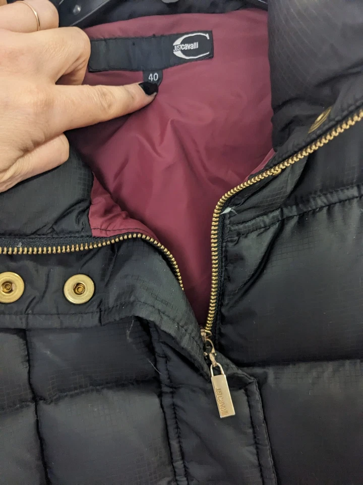 Just Cavalli Down Coat Black Leopard Print IT 40 US Small - Image 2 of 4