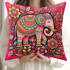 1 X Pink Flower Elephant Cushion Cover Decorative Cushion.