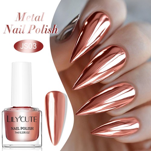 Nagelfarbe Mit Trocknungsmetallfarbe Silber Goldspiegel In Nageleffekt : - Picture 16 of 29