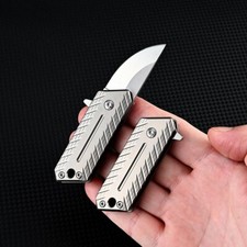 EDC Mini Coltello Pieghevole Titanio Lama D2 Strumento Tascabile Esterno Portachiavi Ciondolo