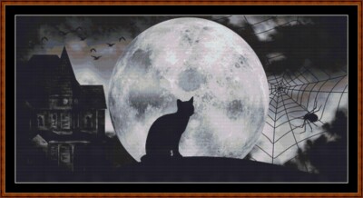 HALLOWEEN MOON cross stitch pattern (punto cruz) {