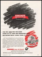 1946 Simonds Saw & Steel Company Fitchburg Mass. "Rhymes With Diamonds" Print Ad