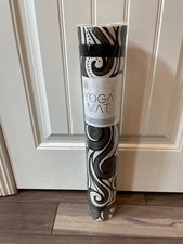 NEW Yoga Mat 4 MM Brown White printed yoga mat w/ adjustable strap L68" X W24"