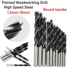 HSS Long Wood Drill Bits Set 1.5-10mm Brad Point Round Shank Auger And Flat Bits