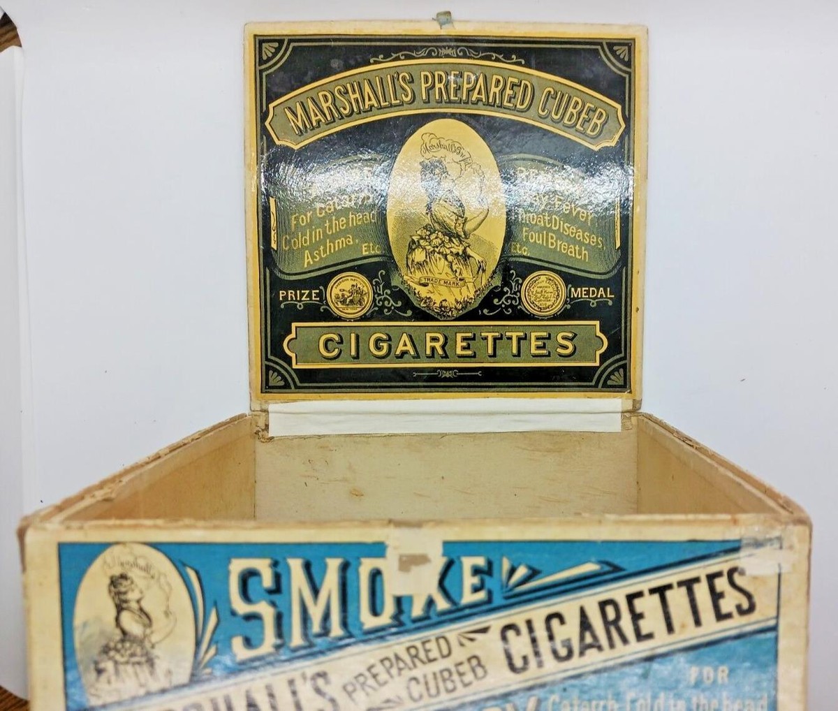 1900's Marshall's Prepared Cubeb Medical Cigarettes Box
