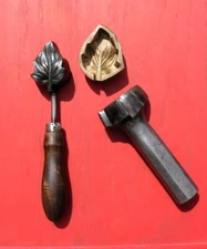 Vintage 3 Piece Set Bronze Millinery Mold Fancy Leaf #34