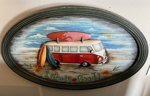 VW Bus Wall Plaque Hippie Vehicle Surfing Cool memorabilia 48 Continental States - Picture 2 of 5