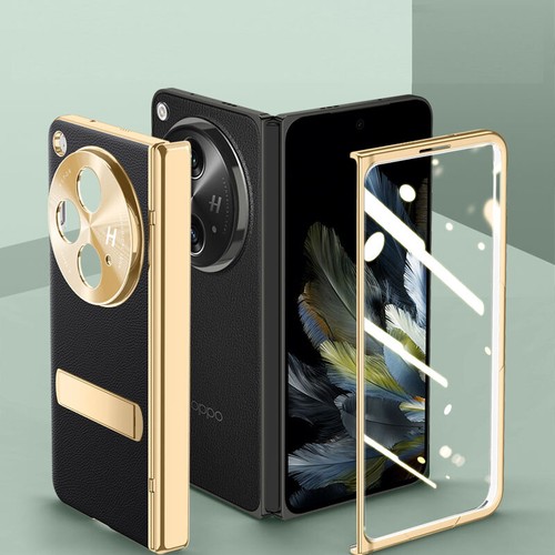 Custodia cavalletto metallo pelle lusso aperta per OnePlus protezione schermo integrata - Foto 2 di 14
