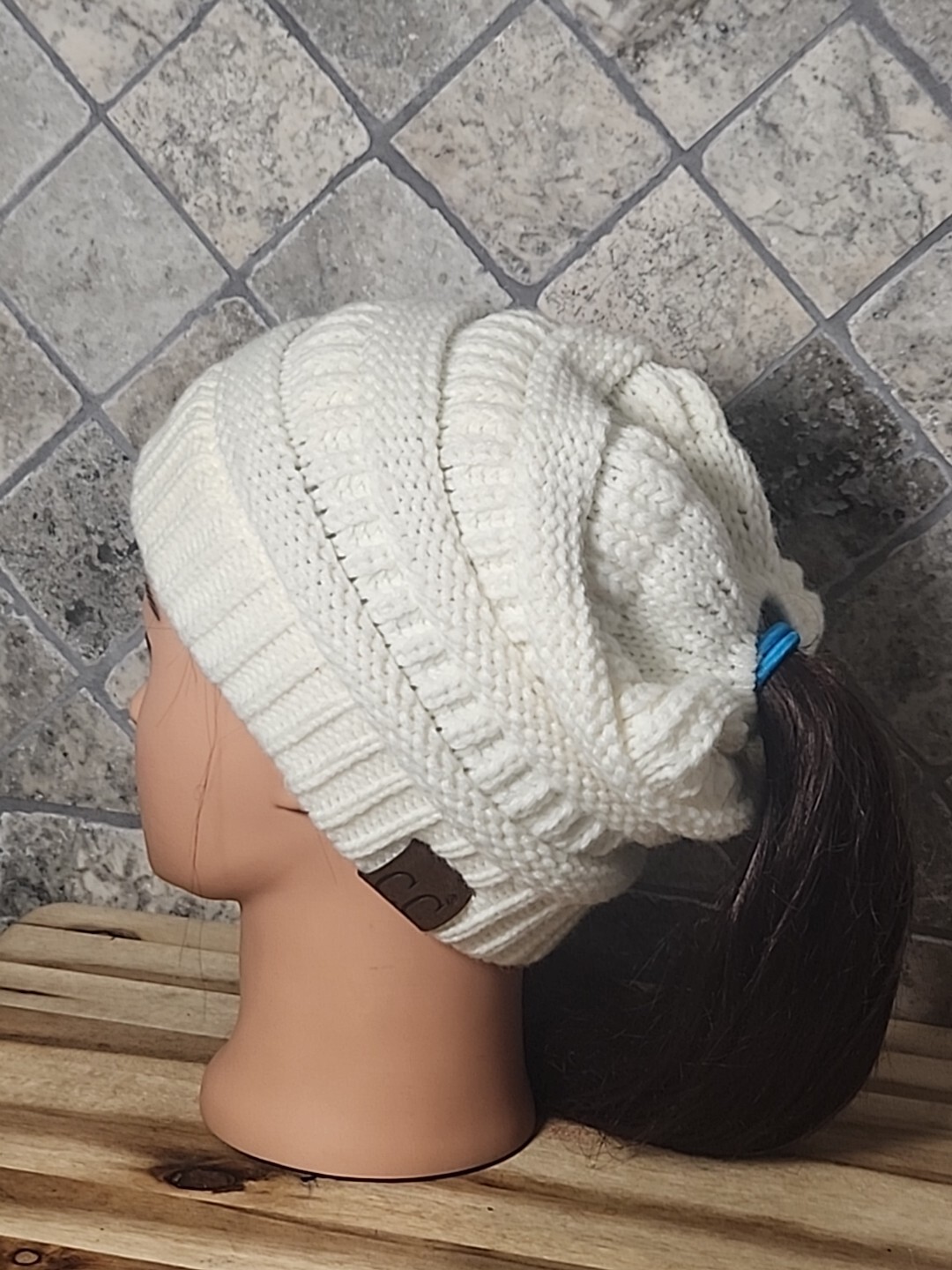 PONY C.C. Cappello in maglia con cavo super carino con coda di cavallo Beanie