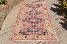 Tappeto caucasico 60''x125'' tessuto a mano antico vintage Sumak Kilim 154x31...