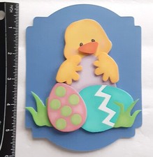 Easter Chick Colored Eggs Dimensional Card front Scrapbook Embellishment cf116