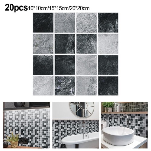 20pcs PVC Wall Stickers Tile Stickers For Bathroom And Kitchen Walls 3D