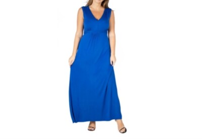 24seven Comfort Apparel Plus Womens Tie Waist Long Maxi Dress, Royal Sz-2X  NWOT | eBay