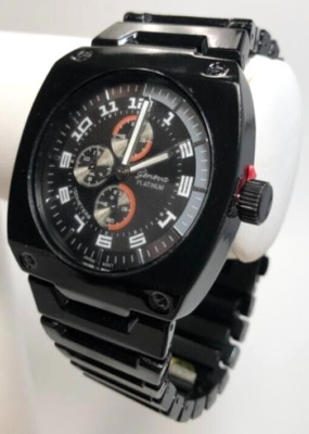 NEW Geneva Platinum 8826 Men's SQUARE BLACK Metal Bracelet Watch Analog Quartz