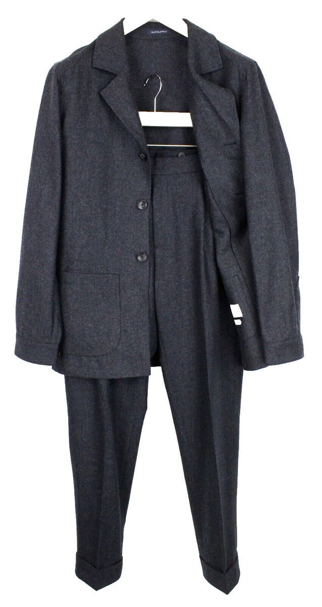 SUITSUPPLY Greenwich Men Suit UK36R Circular Wool Flannel SUITSUPPLY Greenwich Men Suit UK36R Circular Wool Flannel