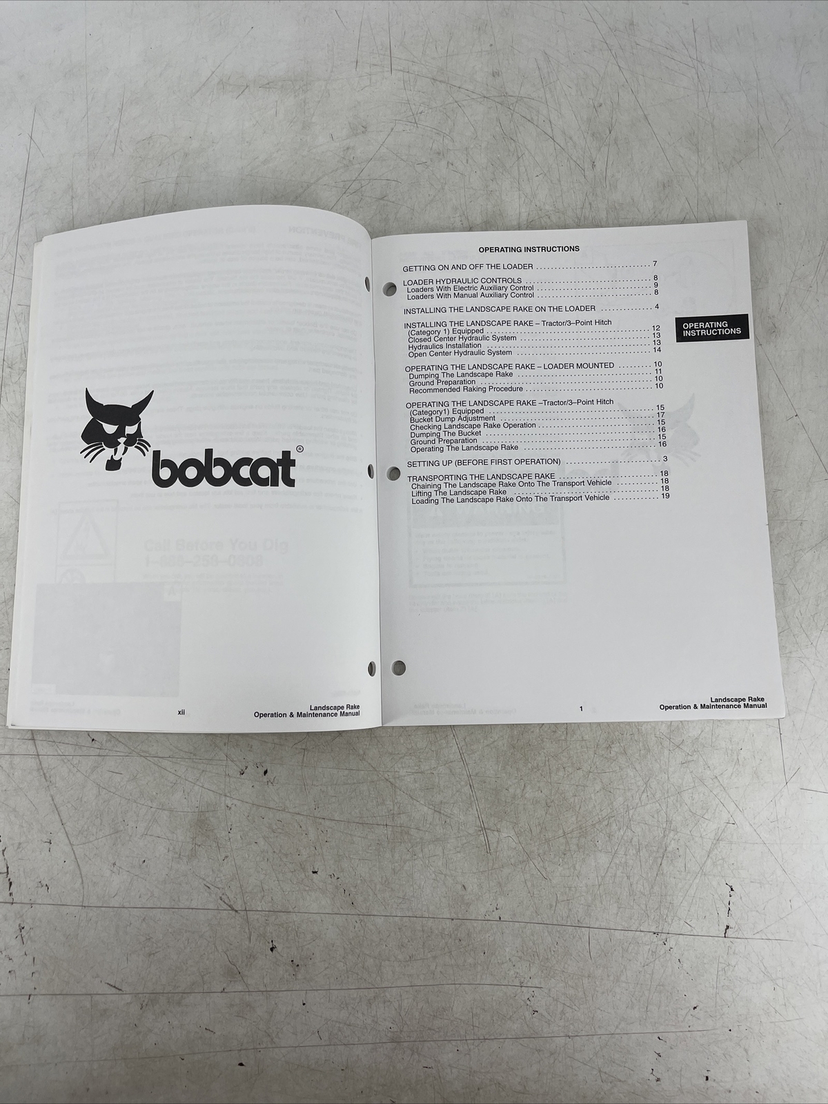 Bobcat Landscape Rake 5B & 6B Operation and Maintenance Manual eBay