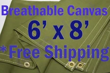 6' x 8' Green Workhorse Polyester Canvas Waterproof Breathable Tarp
