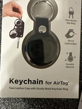 Leather Case Cover for AirTag  Faux Leather Case With Study Metal