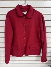 Pendleton 100 Merino Wool Blazer Jacket Red Button Front Women's L EUC BLHN