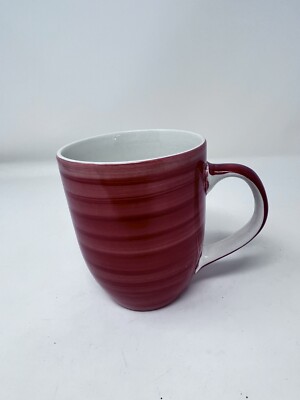 SWIRL Red Striped Mug Hand Painted Collection Coffee Cup Tabletops