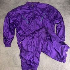 Vintage Bolo Spirit Windbreaker Suit Set Womens XL Purple Jacket Pants Retro 80s