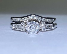 1.00CT White Round Cut CZ Women's Wedding Bridal Ring Set In 925 Sterling Silver