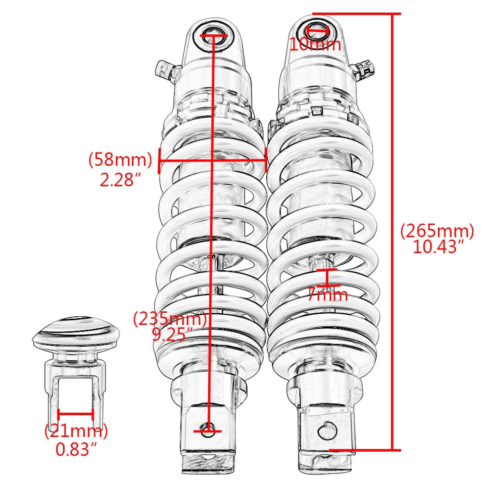 Suspensión amortiguadores moto ATV 235mm para Honda Yamaha amortiguador scooter Foto 2 de 4
