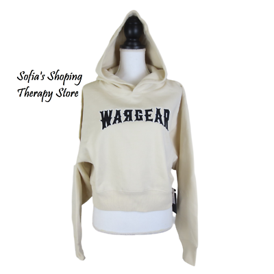 RAWGEAR Women's Sz Large Cropped War Hoodie Patch and Embroidered