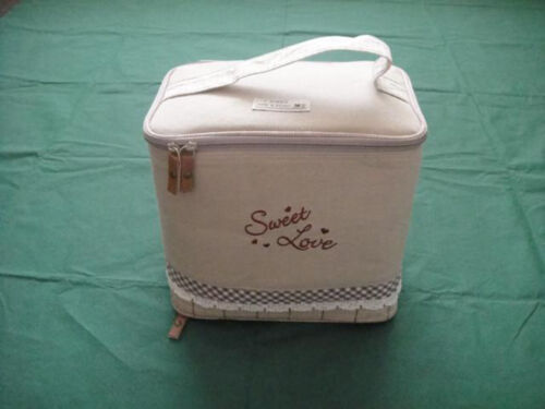 Vintage Lattice Lace Beige colour Make Up Bag/Storge Bag/Lunch Cooler Bag - Picture 1 of 1