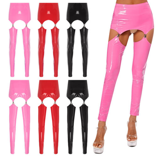 Womens Tights Sexy Clubwear Solid Pants Patent Leather Underpants Nightclub - Afbeelding 1 van 40