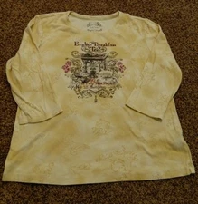 Nicole Miller English Breakfast Tea Ladies 3/4 Sleeve Shirt Tea Party Size Large