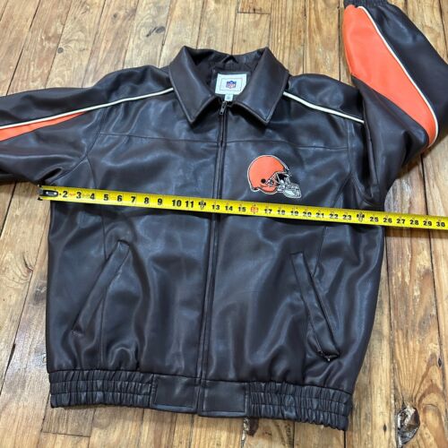 Vintage Cleveland Browns Jacket Mens L Faux Leather NFL Bomber Varsity *READ* - Picture 7 of 16
