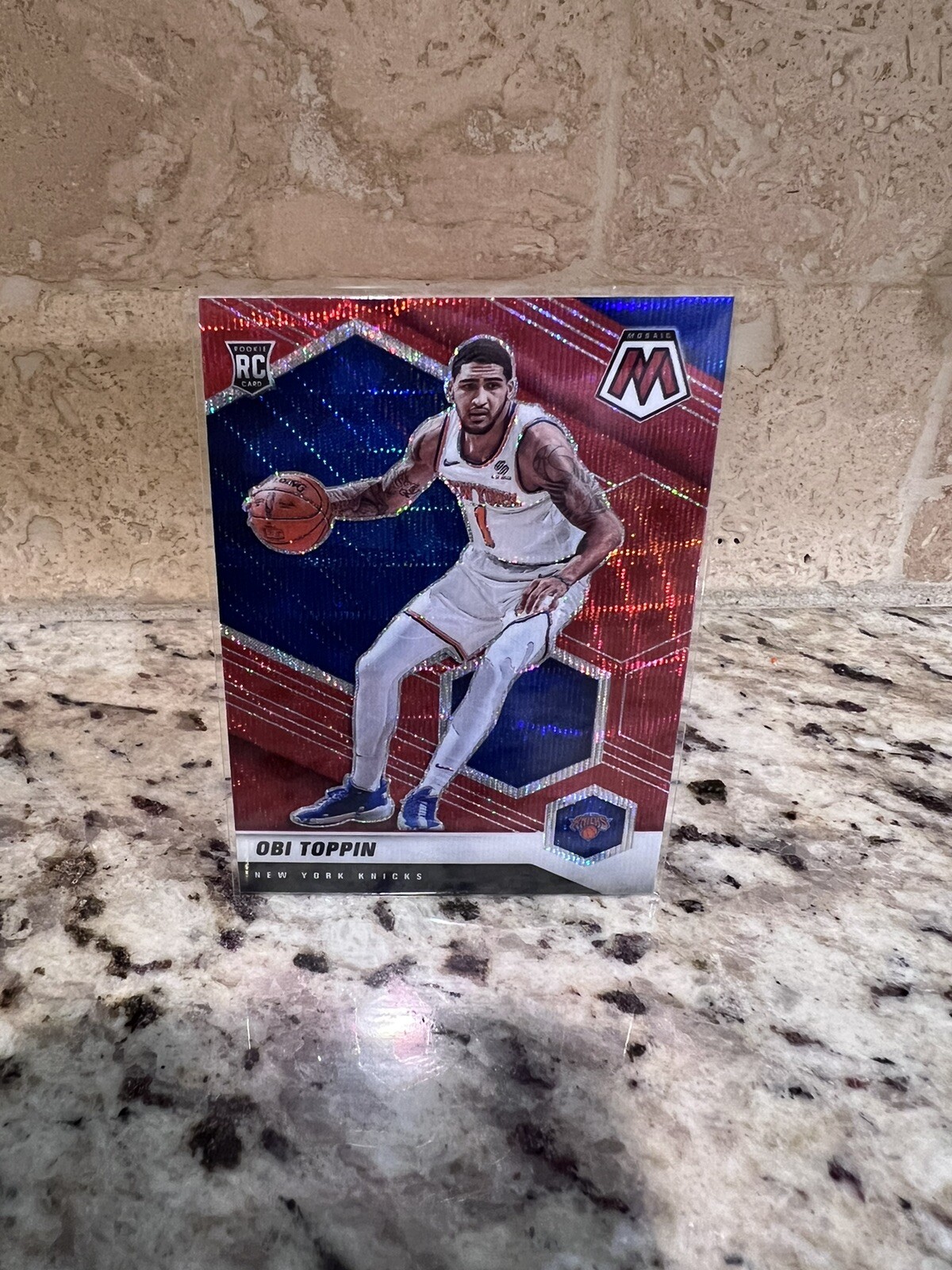 2020-21 Panini Mosaic Basketball Obi Toppin NBA Debut Red Wave Rookie #273