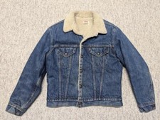 vintage USA made LEVIS trucker jacket 42 blue jean SHERPA lined denim M