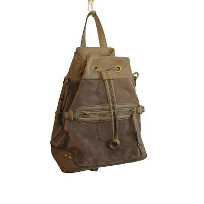 Chinese Laundry NWOT Bag BROWN Leather Faux Suede Drawstring 