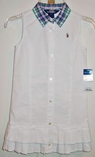 RALPH LAUREN GIRLS WHITE TAILORED SLEEVELESS DRESS NEW WITH TAGS